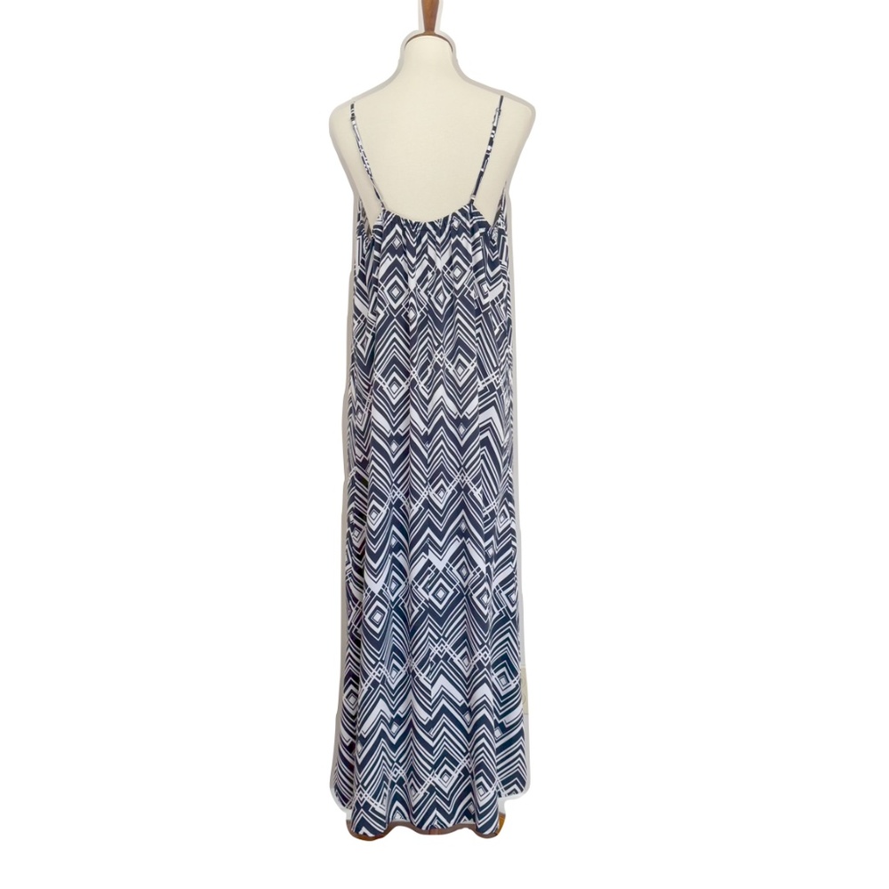 Gap Factory Hi-Low Maxi Dress 100% Rayon Navy Geo Print Size XL - Picture 4 of 12